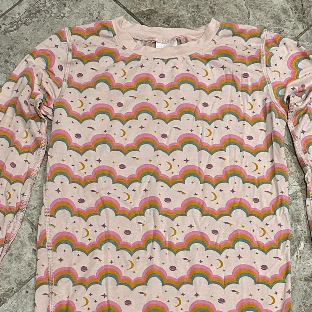 Hanna Andersson HannaSoft Pink Rainbow Long Sleeve Pajama Set Size 150  US 12